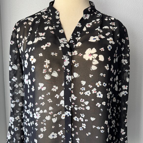 CAbi Delight Blouse #6079  Sheer Longsleeve Buttonfront-XL - Picture 1 of 9